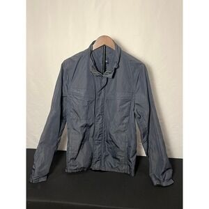 GAP Windbreaker Jacket Navy Blue Lightweight Full Zip Mock Neck Large